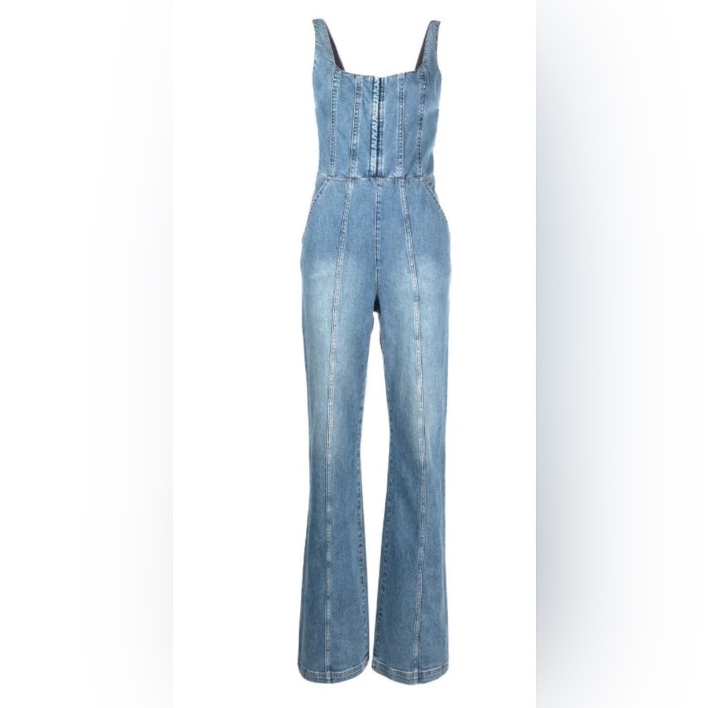 New with tags Alice + Olivia chels corset style denim jumpsuit 26 Farfetch